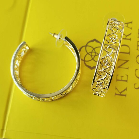 Kendra Scott Kelly Gold Hoop Earrings New - Picture 2 of 3
